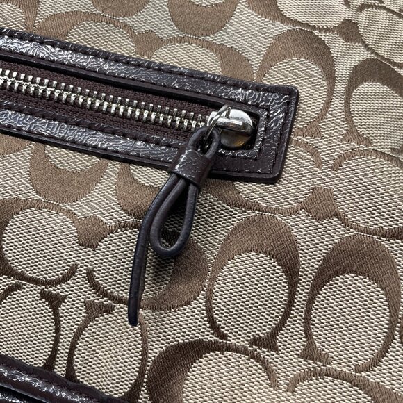 Coach Signature Handbag Purse F29941 Brown Canvas Monogram Crossbody Shoulder - Picture 8 of 10
